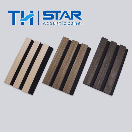 Kusrustic Holzfurnier Pet MDF Lamellenwandpaneele Pet Holzverbund-Akustikplatte